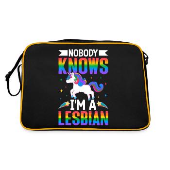 Personne ne sait que je suis une fierté lesbienne LGBTQ Arc-en-ciel - Sac Retro - noir/or - Dos