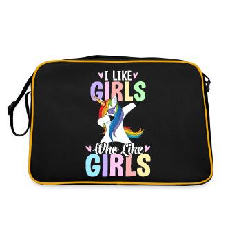 I like girls who like girls like lesbian pride - Retro Bag - black/gold - Back