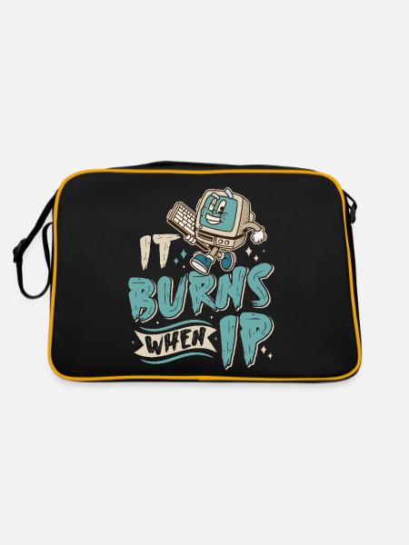 Funny saying "It Burns when I Pee"! Sarcastic - Retro Bag - black/gold - Back