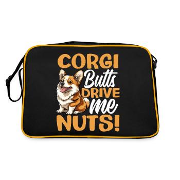 Welsh Corgi Pembroke Corgi Butts Drive Me Nuts - Retro Bag - black/gold - Back