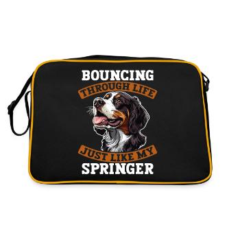 English Springer Spaniel Bouncing Through Life - Retro Bag - black/gold - Back
