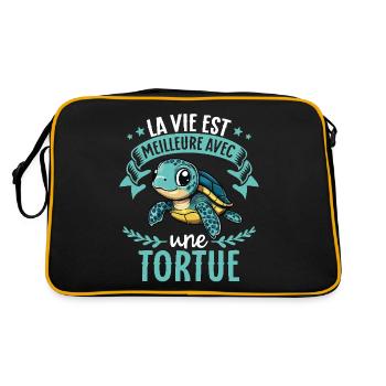 La vie est meilleure avec une tortue - sweet - Retro Bag - black/gold - Back