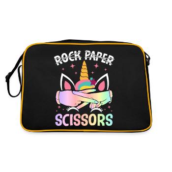 Drôle Lesbienne Pride LGBTQ Rock Papier Ciseaux - Sac Retro - noir/or - Dos