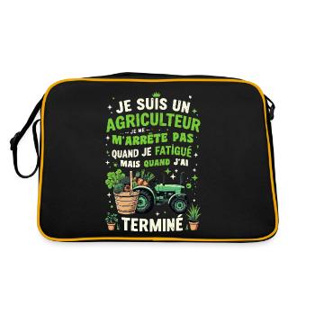 Landwirt Traktor Landwirte Ich bin Landwirt - Retro Tasche - Schwarz/Gold - Hinten