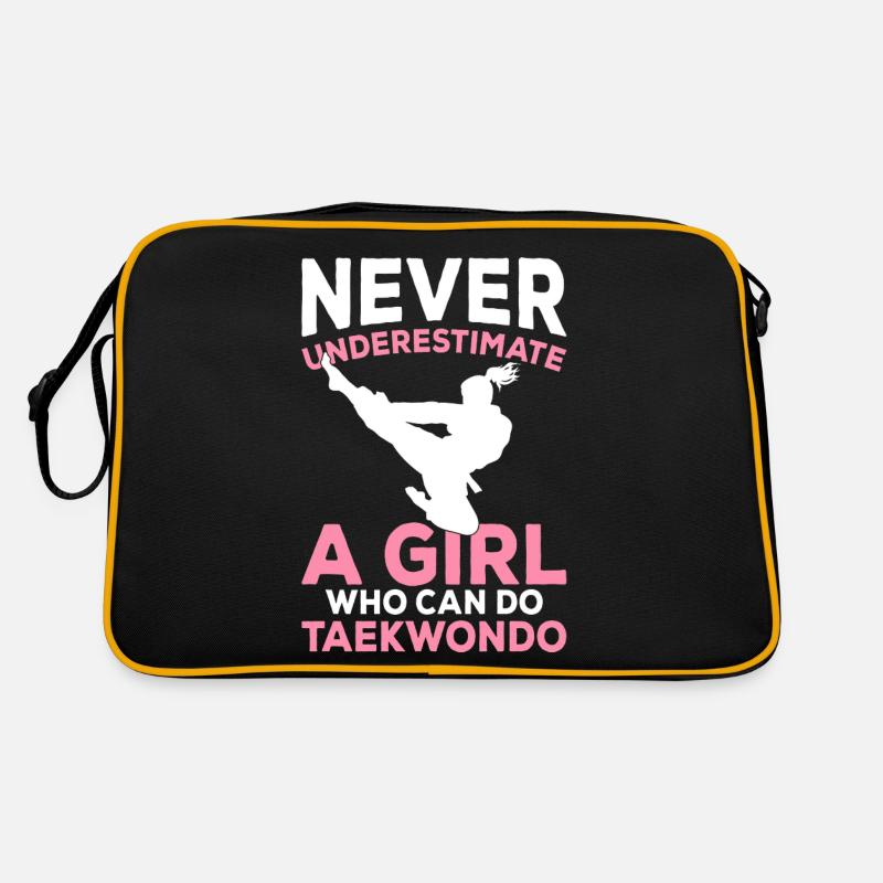 Ein Mädchen, das Taekwondo machen kann Mädchen Retro Tasche