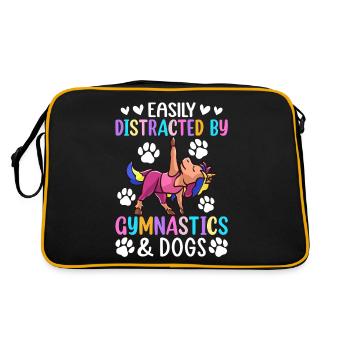 Distracted By Gymnastics & Dogs Gymnast Girl - Retro Bag - black/gold - Back