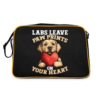 Labrador Retriever Labs Leave Paw Prints on your - Retro Tasche - Schwarz/Gold - Hinten