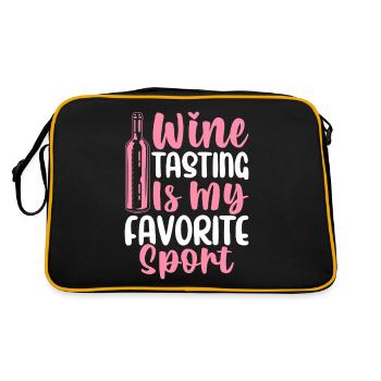 Weinverkostung ist mein Lieblingssport Weintrinker - Retro Tasche - Schwarz/Gold - Hinten
