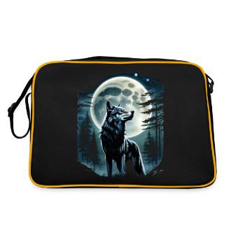 Wolf Lover Wild Animal Art Wolf Colorful Animal - Retro Bag - black/gold - Back