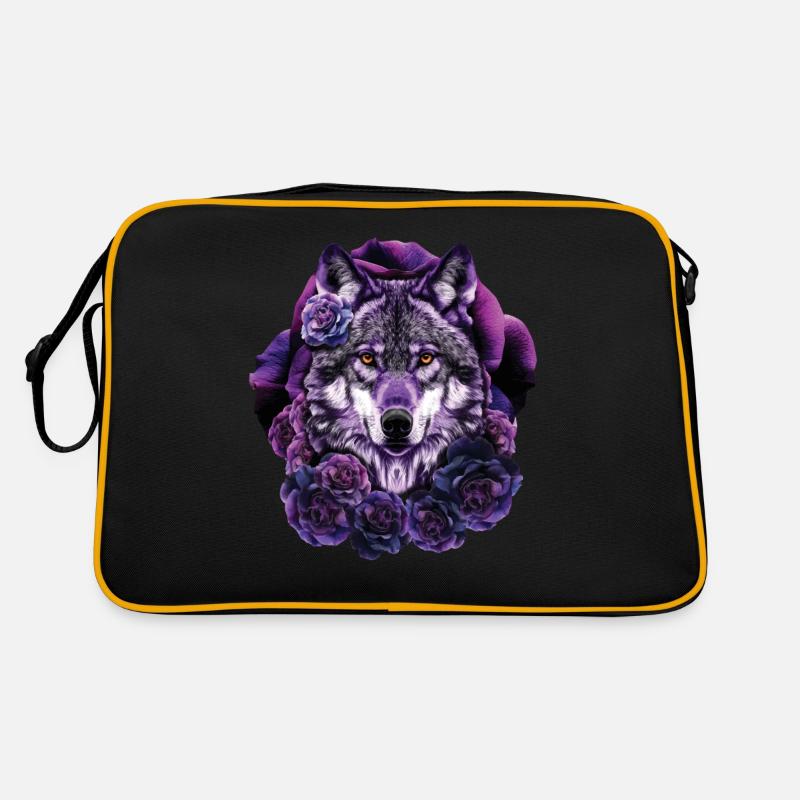 Wolf Liebhaber Wildtier Kunst Wolf Bunt Tier Retro Tasche