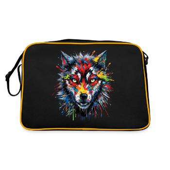 Wolf Lover Wild Animal Art Wolf Colorful Animal - Retro Bag - black/gold - Back