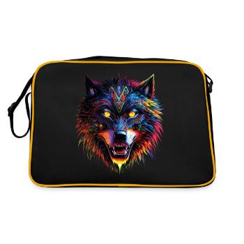 Wolf Lover Wild Animal Art Wolf Colorful Animal - Retro Bag - black/gold - Back