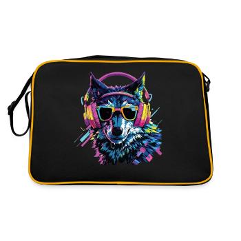 Wolf Lover Wild Animal Art Wolf Colorful Animal - Retro Bag - black/gold - Back
