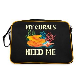 Korallenriff Koralle Aquarium Aquarianer Meine - Retro Tasche - Schwarz/Gold - Hinten