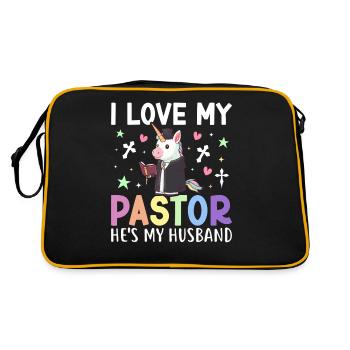 Ich liebe meinen Pastor Er ist mein Ehemann - Retro Tasche - Schwarz/Gold - Hinten