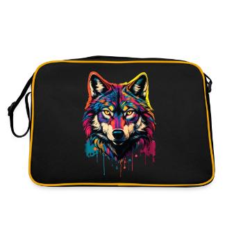 Wolf Lover Wild Animal Art Wolf Colorful Animal - Retro Bag - black/gold - Back