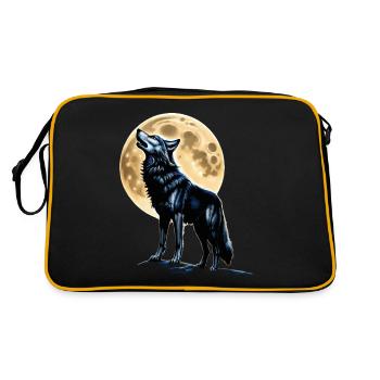 Wolf Lover Wild Animal Art Wolf Colorful Animal - Retro Bag - black/gold - Back