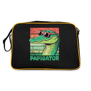 Papigator Vatertag bester Papa Alligator Alligator - Retro Tasche - Schwarz/Gold - Hinten