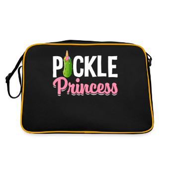 Pickle Princess Pickle Girl Gurkengrafik für - Retro Tasche - Schwarz/Gold - Hinten