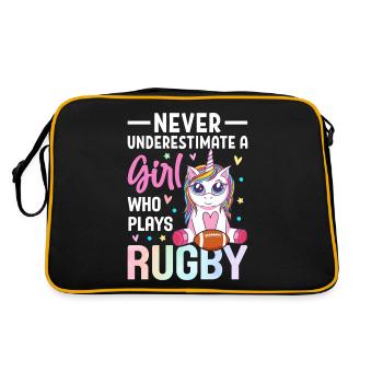 A Girl Who Plays Rugby Rugby Girl Female Rugby - Retro Bag - black/gold - Back