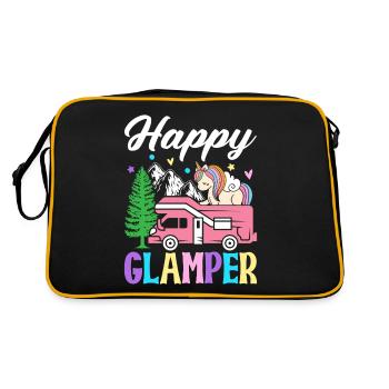 Happy Glamper Glamping Camper Grafikdesign für - Retro Tasche - Schwarz/Gold - Hinten