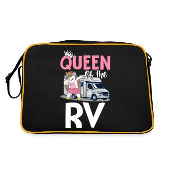 Queen Of The Rv Camping Girl Weibliche Camper - Retro Tasche - Schwarz/Gold - Hinten