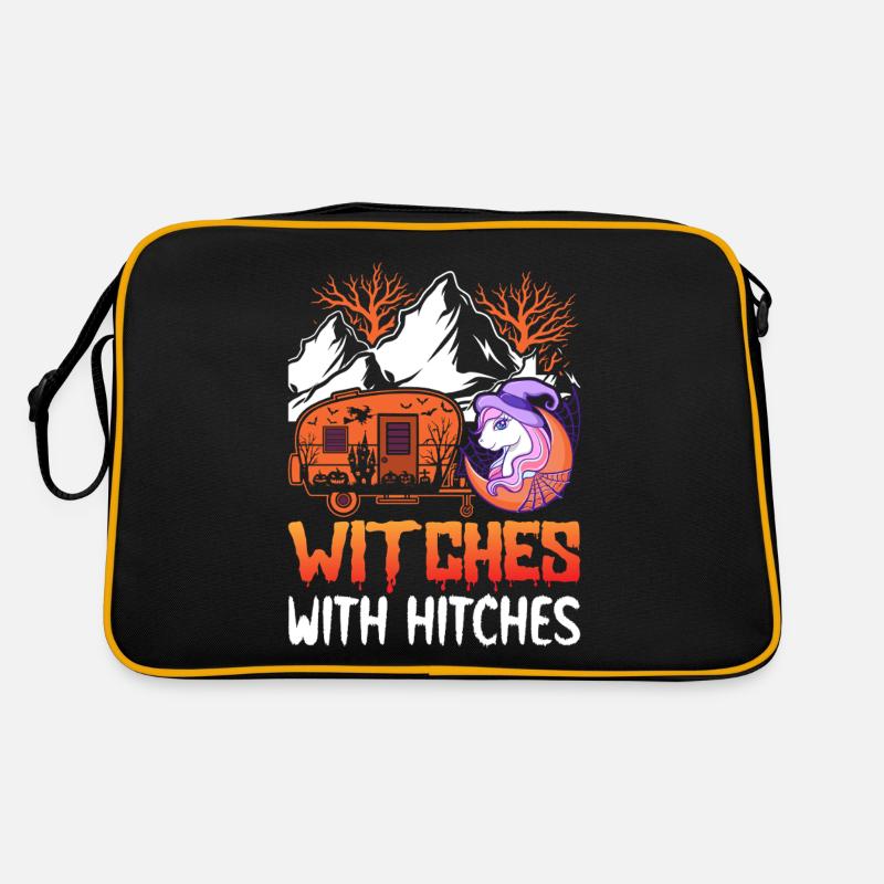 Hexen mit Kupplungen Rv Camping Mädchen Halloween - Retro Tasche - Schwarz/Gold