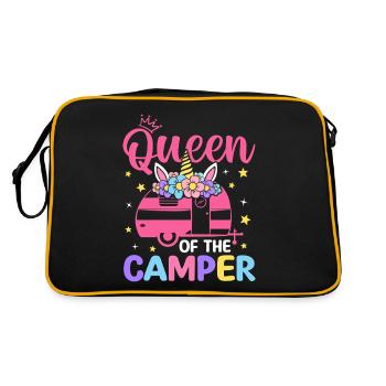 Queen Of The Camper Weiblicher Camper Camping Girl - Retro Tasche - Schwarz/Gold - Hinten