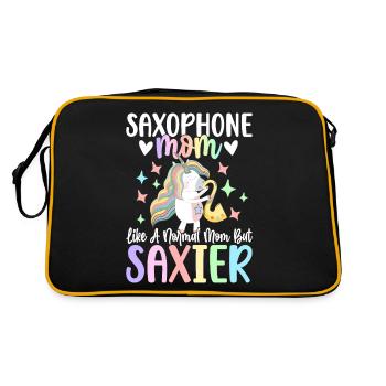 Saxophone Mom Marching Band Female Saxophonist - Retro Bag - black/gold - Back