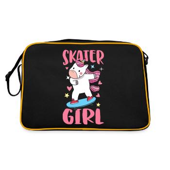 Skater Girl Female Skateboarder Skating Girl - Retro Tasche - Schwarz/Gold - Hinten