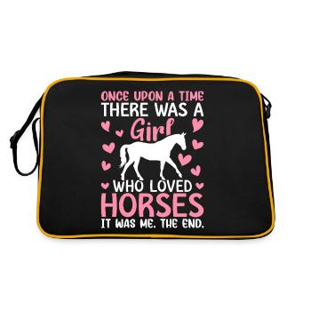 Une fille aimait les chevaux Fille à cheval Fille d’équitation - Sac Retro - noir/or - Dos