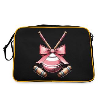 Coquette Bow Croquet Racket Ball Pink Bow - Retro Bag - black/gold - Back