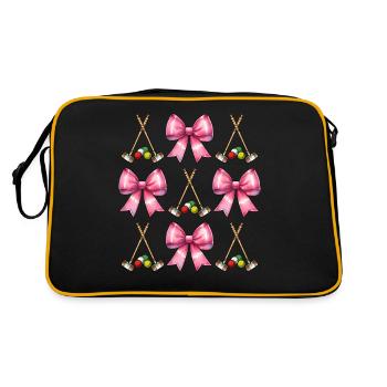Coquette Bow Croquet Racket Ball Pink Bow - Retro Bag - black/gold - Back