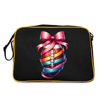 Coquette Bow Flag Football Player Pink Bow - Retro Bag - black/gold - Back