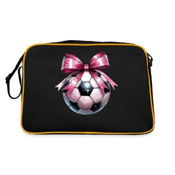 Coquette Bogen Fußball Disco Ball Mütter Tag Rosa - Retro Tasche - Schwarz/Gold - Hinten