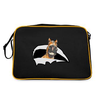 drôle cheval chevaux poney cavalier - Sac Retro - noir/or - Dos