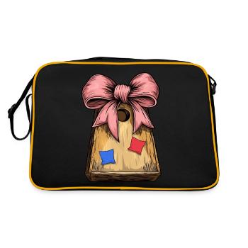 Coquette Bow Cornhole Board Bohnensack Mütter Tag - Retro Tasche - Schwarz/Gold - Hinten