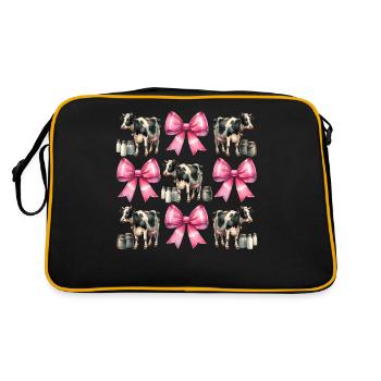 Coquette Bow Kuh Landwirt Milch Milchviehhalter - Retro Tasche - Schwarz/Gold - Hinten