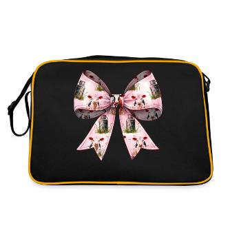 Coquette Bow Kuh Landwirt Milch Milchviehhalter - Retro Tasche - Schwarz/Gold - Hinten