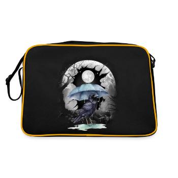 Halloween Bird Raven Crow Crow Forest Moon - Retro Bag - black/gold - Back