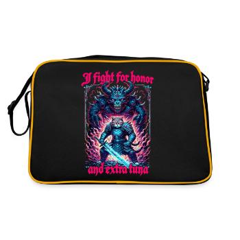 Middle Ages Cat Tuna Artwork Honor - Retro Bag - black/gold - Back
