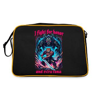 Medieval Cat Tuna Artwork Honor Honor - Retro Bag - black/gold - Back