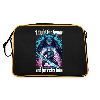 Medieval Cat Tuna Artwork Honor Honor - Retro Bag - black/gold - Back