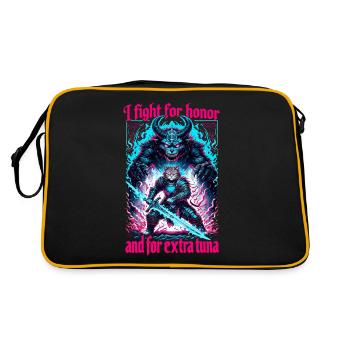 Middle Ages Cat Tuna Artwork Honor - Retro Bag - black/gold - Back