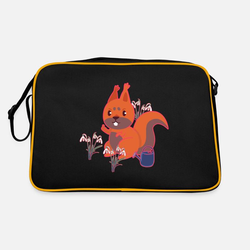 Frühling Eichhörnchen Schneeglöckchen Kinder Retro Tasche