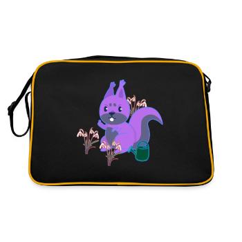 Squirrel Spring Flowers Gardening Flowers - Retro Bag - black/gold - Back