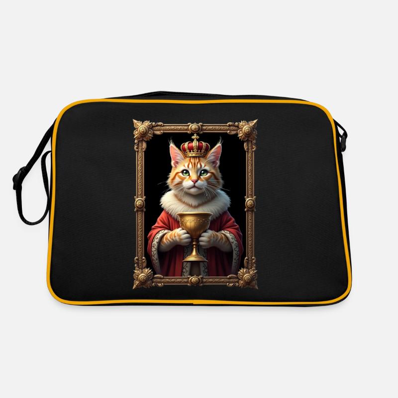 Mittelalter Katze im Bilderrahmen Kunst Krone Retro Tasche