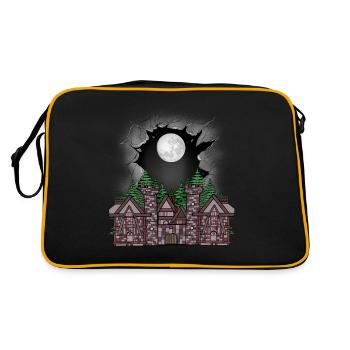 Mittelalter Burg Festung Kinder Kind Märchen - Retro Tasche - Schwarz/Gold - Hinten