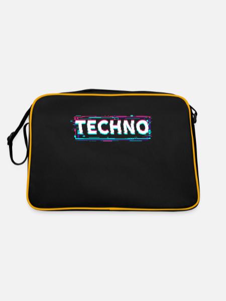 Techno House Party EDM Festival Goa Electro Rave - Retro Tasche - Schwarz/Gold - Hinten