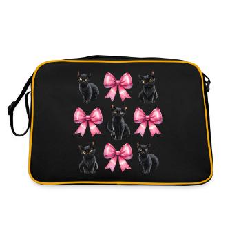 Coquette Bow Black Cat Mom Pink Bow - Retro Bag - black/gold - Back